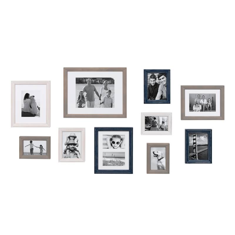 Kate and Laurel Bordeaux 10-piece Wood Gallery Wall Picture Frame Set - coastal multicolored