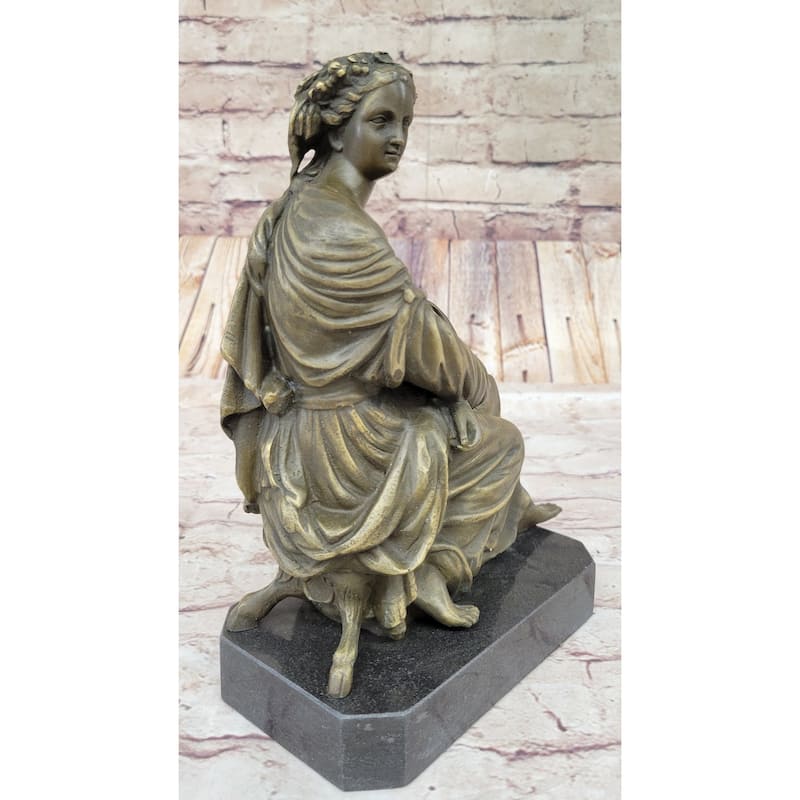 Signed Moreau Victorian Girl Farmer Harvest Bronze Sculpture Figurine Figure Art