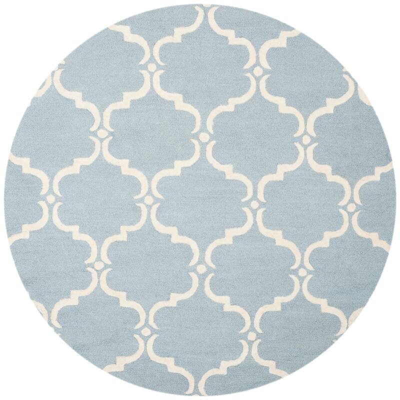 SAFAVIEH Handmade Cambridge Aygun Modern Wool Rug - 8' Round - Blue/Ivory