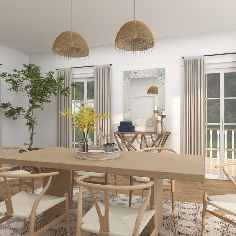 Cream Mother of Pearl Shell Handmade Mosaic Room Wall Mirror with Blue Corners