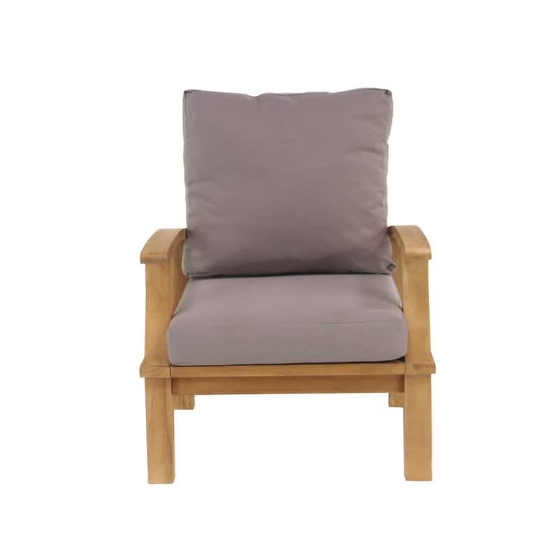 Teak Wood Arm Chair and Loveseat Outdoor Seating Set with Cushions and Coffee Table - Set of 4 Brown - Roche River Decor