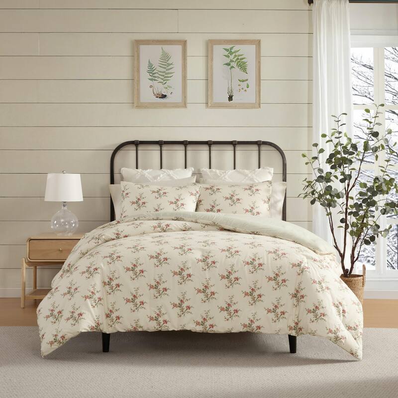 Laura Ashley Jessika Cotton Flannel Red Comforter Set