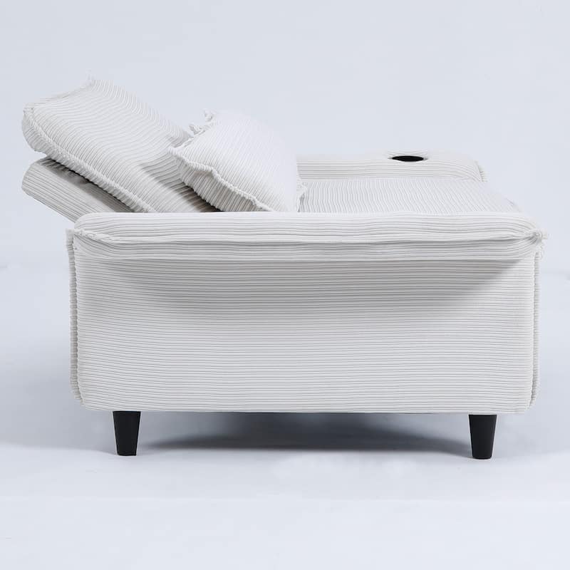 65.74-inch pink letter striped fabric multi-functional sofa bed,armrests and backrests are adjustable