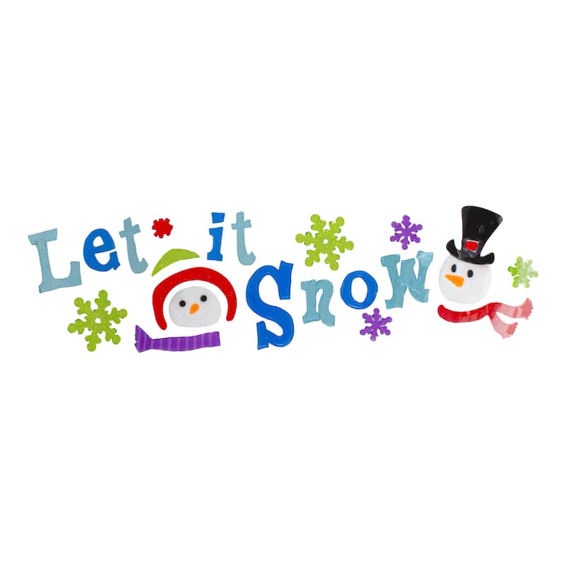 21-Piece Let It Snow Santa and Snowman Gel Christmas Window Clings - 19.5"