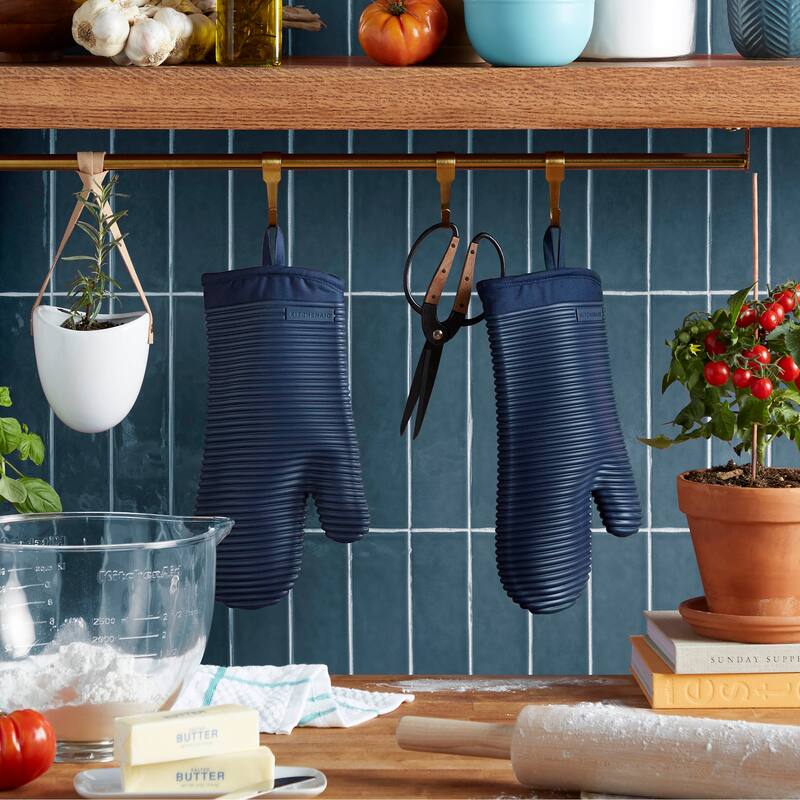 KitchenAid Ribbed Soft Silicone Oven Mitt 2-Pack Set, 7.5"x13"