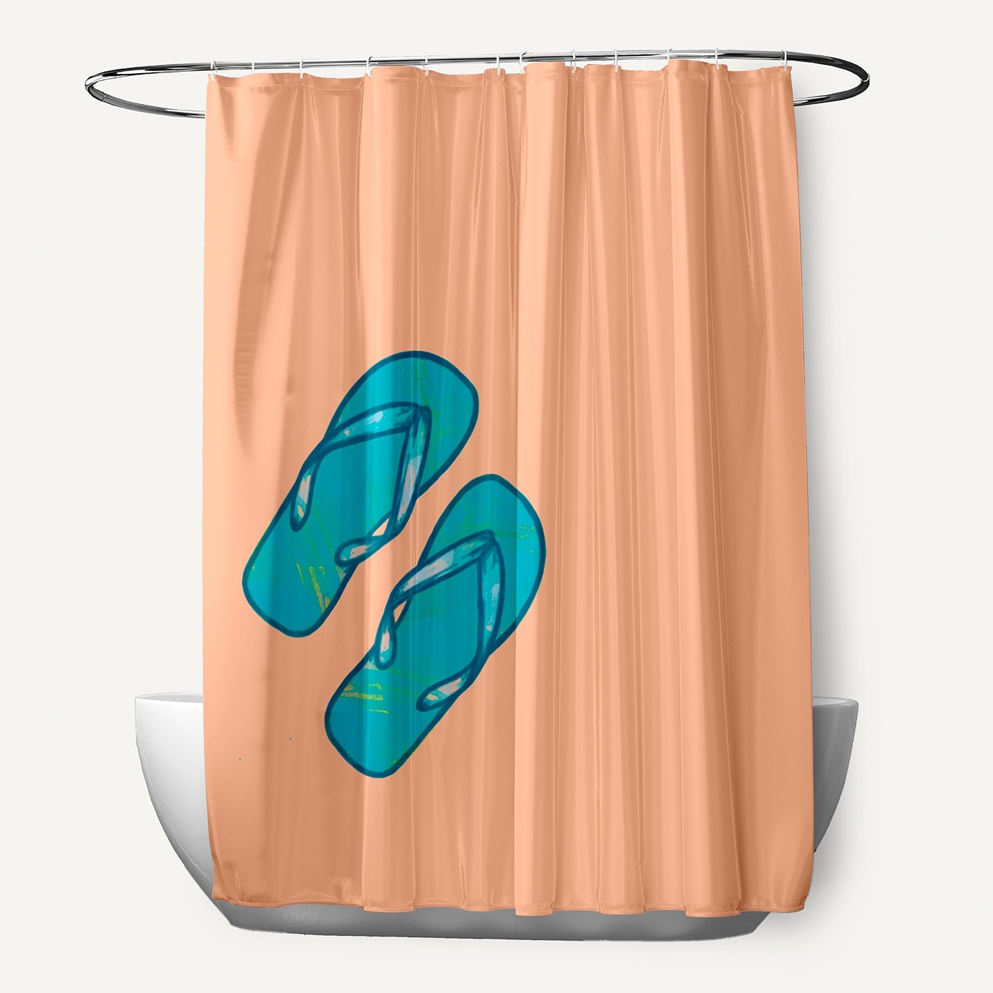 71 x 74 inch Flip Flops Geometric Print Shower Curtain