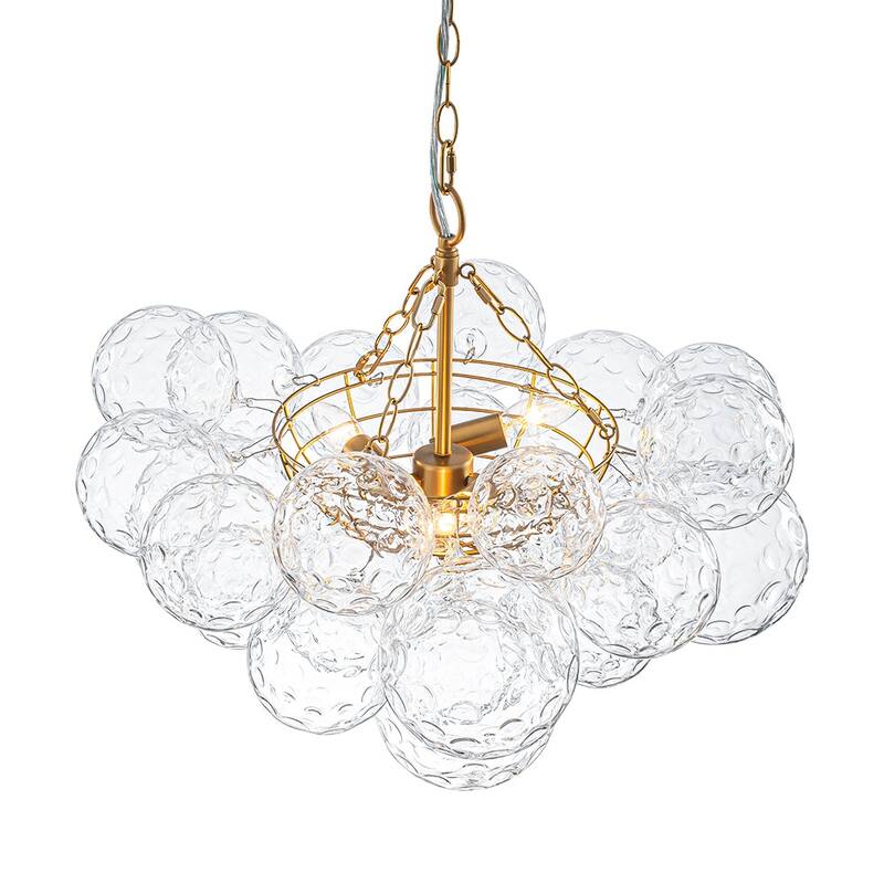 Luxury Brass Hammered Water Glass Globe Cluster Bubble Chandelier
