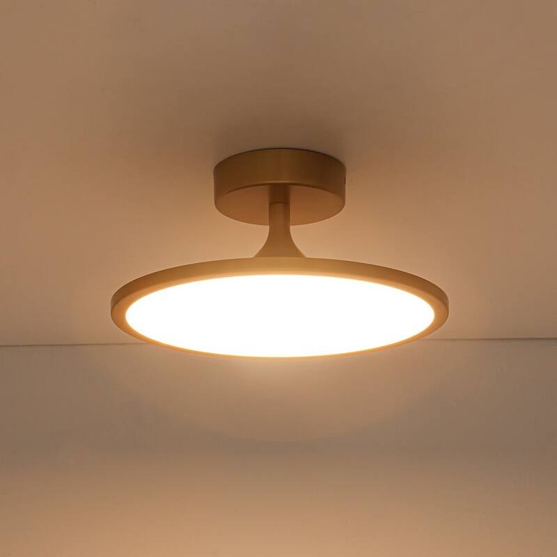 Contemporary Minimalism Dimmable LED Metal Round Semi Flush Light