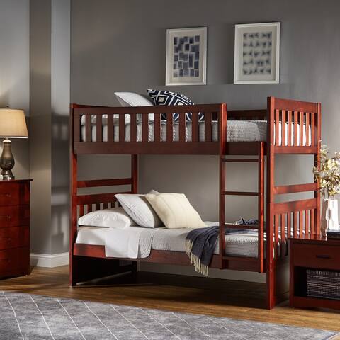 Hunter Traditional Dark Cherry Wood Bunk Bed Trundle Set or Individual Storage Drawers (See Available Options)