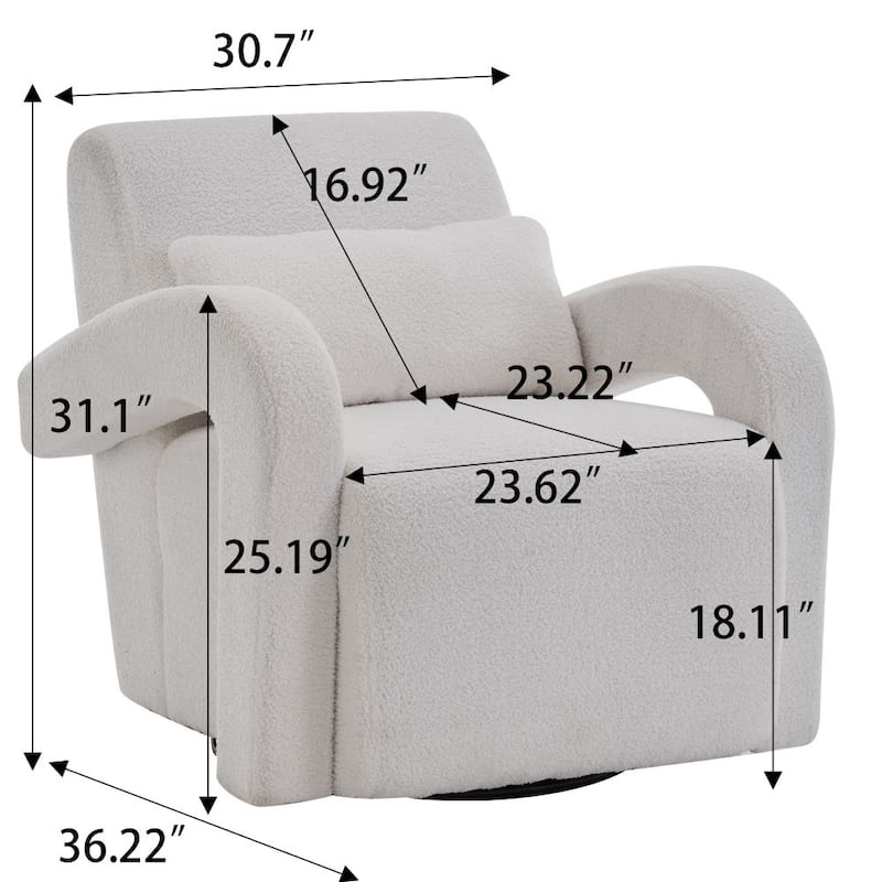 Teddy Fabric Modern Sturdy Lounge Armchair with Curved Arms and Thick Cushioning
