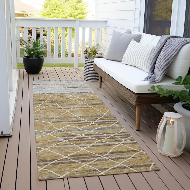 Machine Washable Indoor/ Outdoor Modern Global Chantille Rug