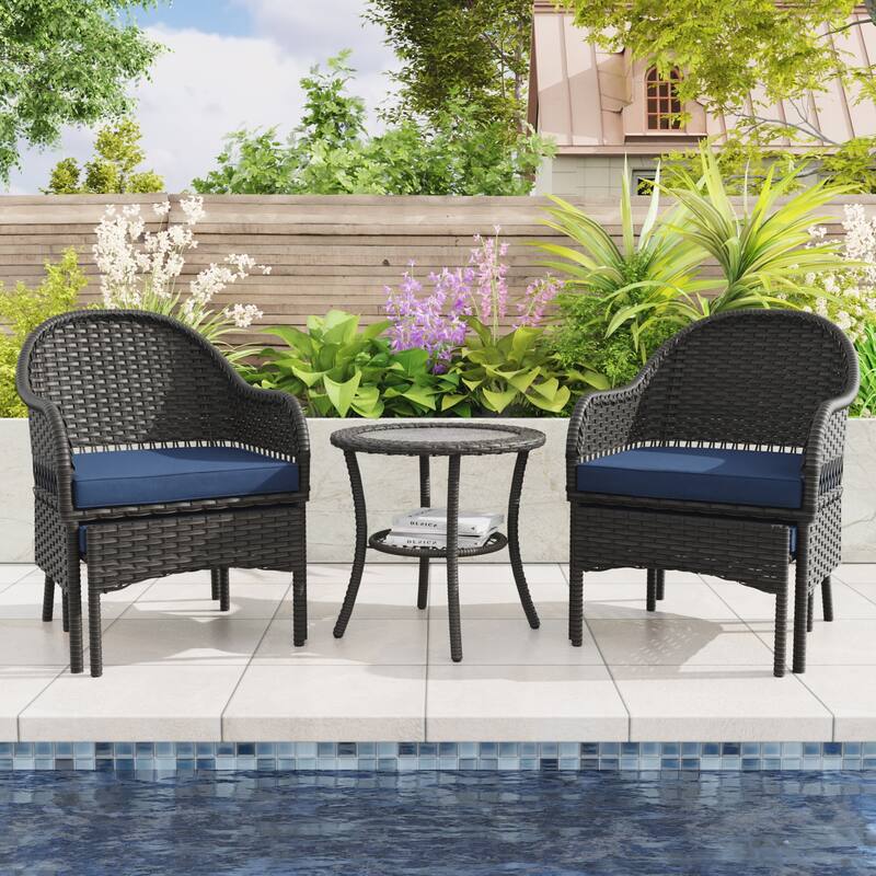 Cozywor 5-Piece Wicker Outdoor Patio Conversation Lounge Chair Set