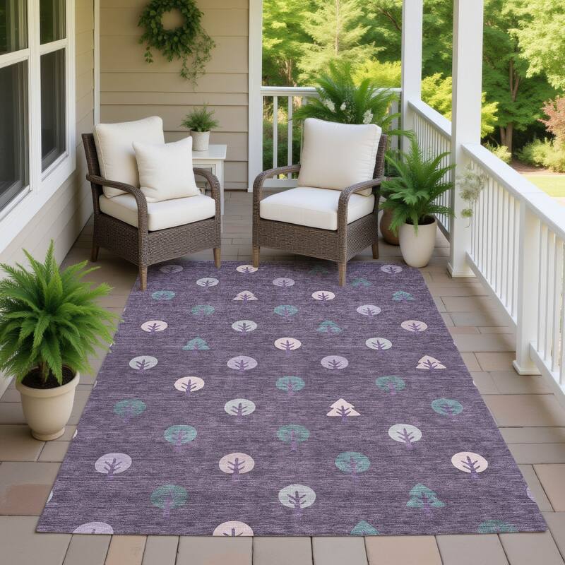 Machine Washable Indoor/ Outdoor Modern Mulvane Chantille Rug