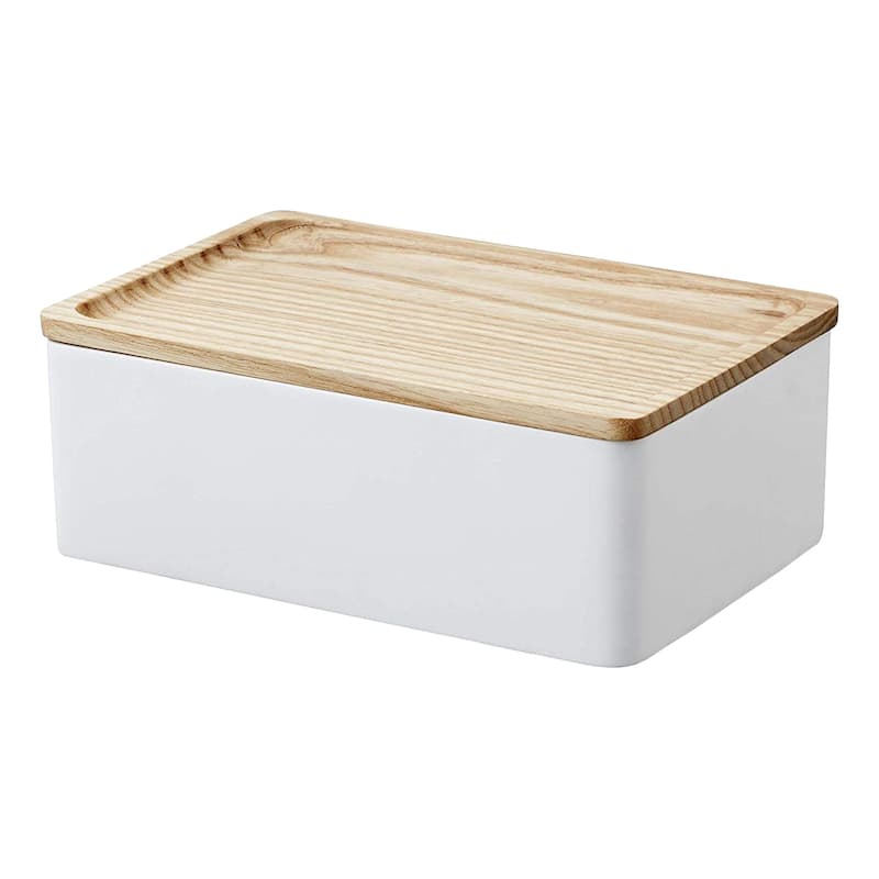 Yamazaki Home Accessory Box, Polystone, Lid - L 4.92 x W 7.28 x H 2.76 inches