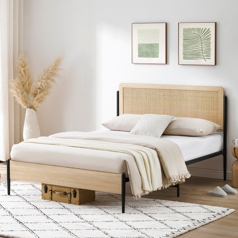 Shrink tube woven rattan bed