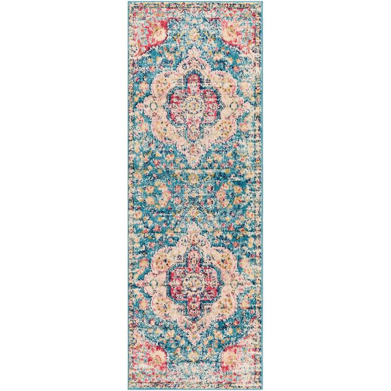 Livabliss Hal Vintage Boho Traditional Pink Medallion Area Rug