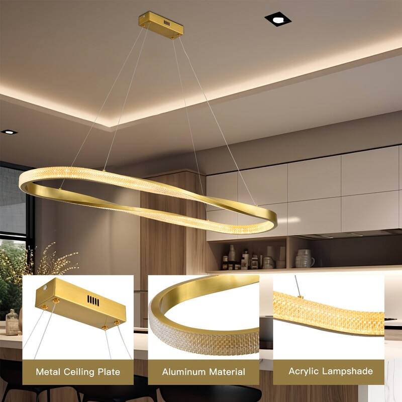 Modern Led Chandelier Dimmable Pendant Light Kitchen Island Lighting