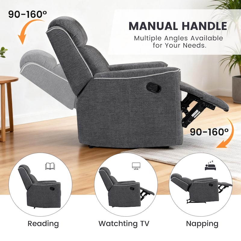 3PC Soft Microfiber Manual Reclining Sofa Set Sofa w/Dropdown Table Loveseat with Bluetooth Speaker and Type-C Charger