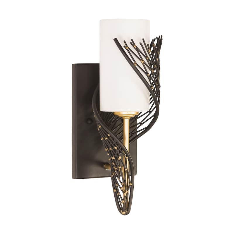 Varaluz Flow 1-Light Wall Sconce - Matte Black/French Gold - Right