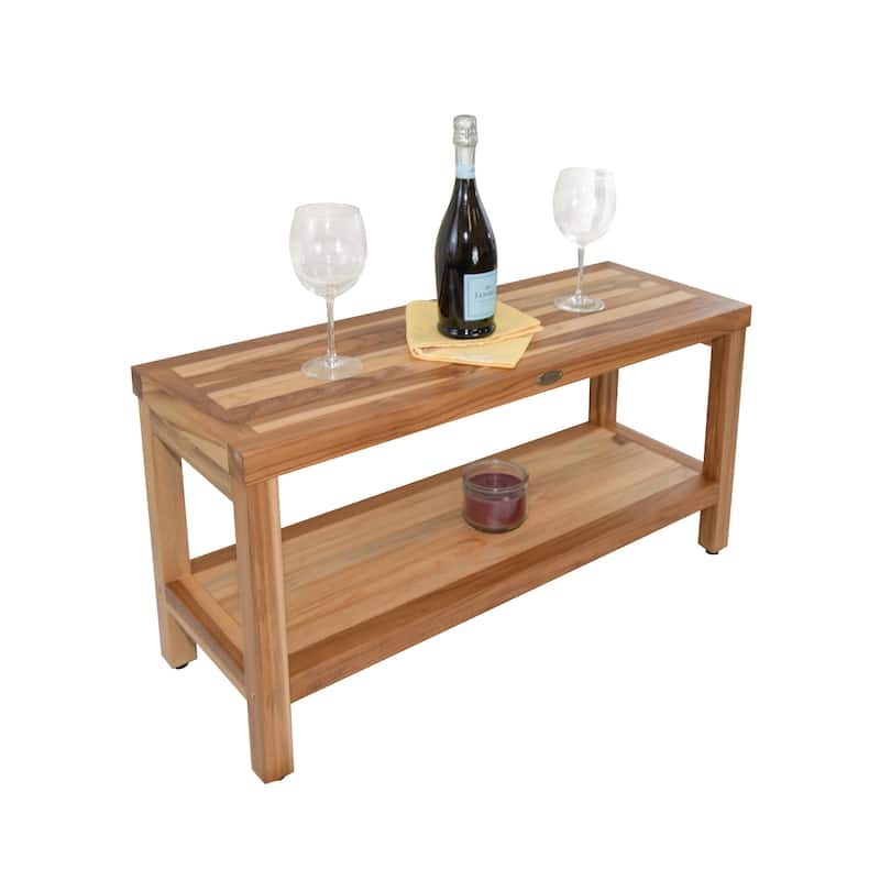 EcoDecors Eleganto EarthyTeak 36" Teak Shower Bench with Shelf