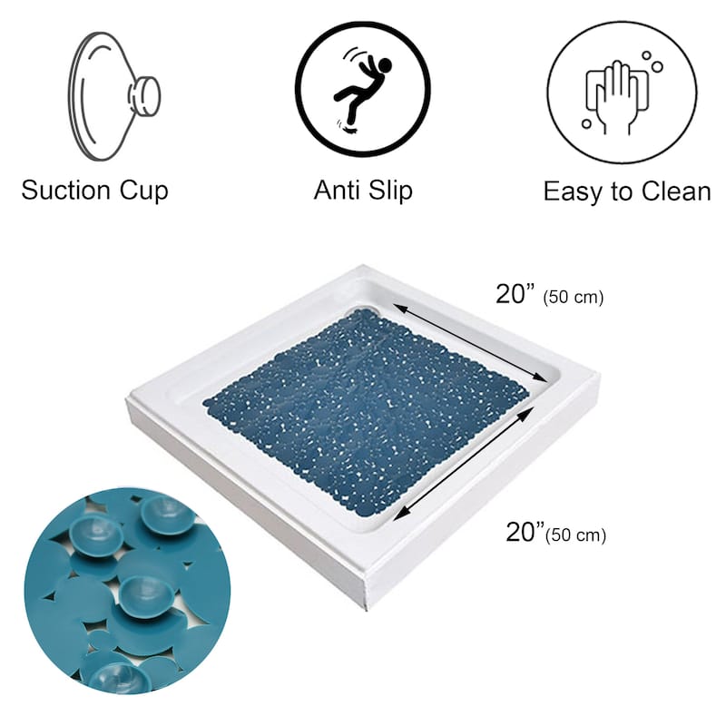 Bubbles Non-Slip Square Shower Mat 20 L X 20 W