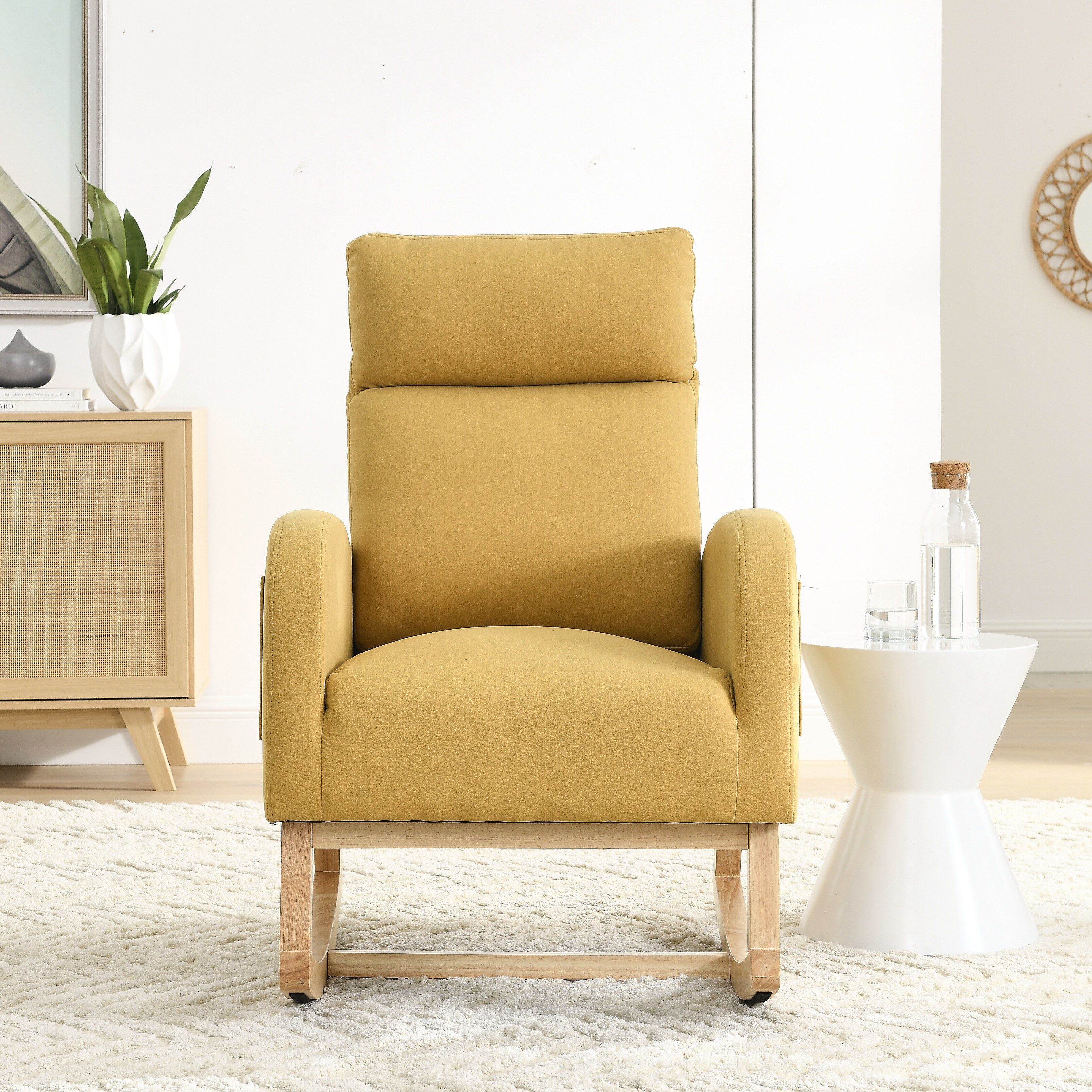 Fabric Rocking Chair Living Room Lounge Arm Rocking Chair with