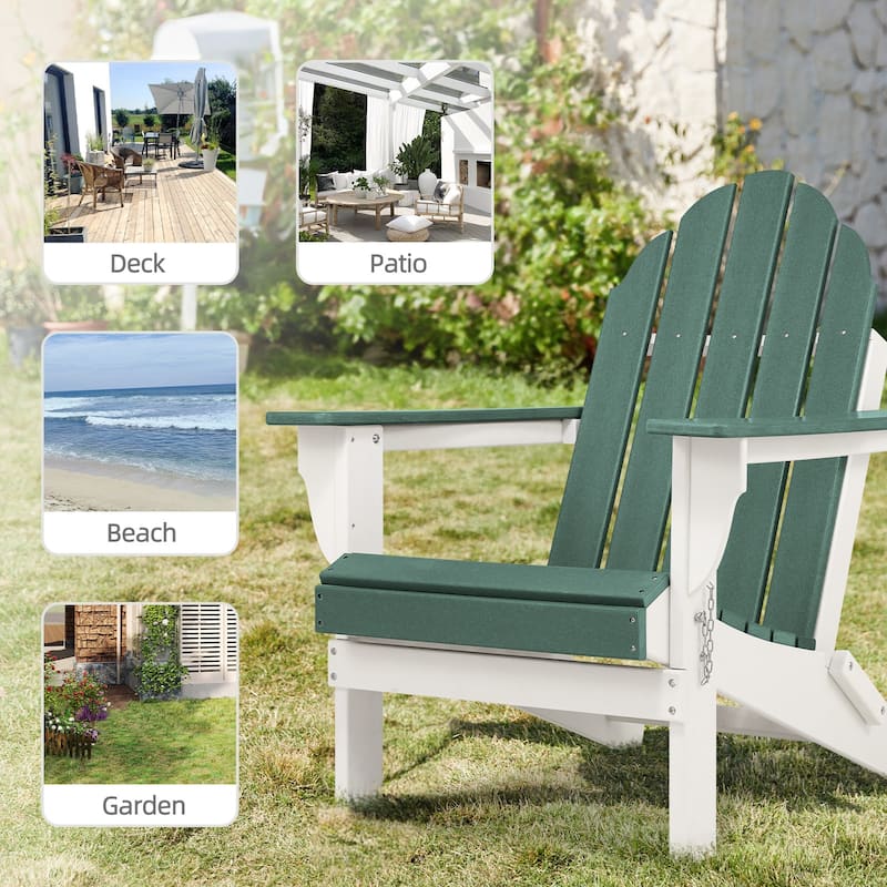 Aoodor HDPE Folding Adirondack Chair - 21.6"W x 32.3"D x 37"H