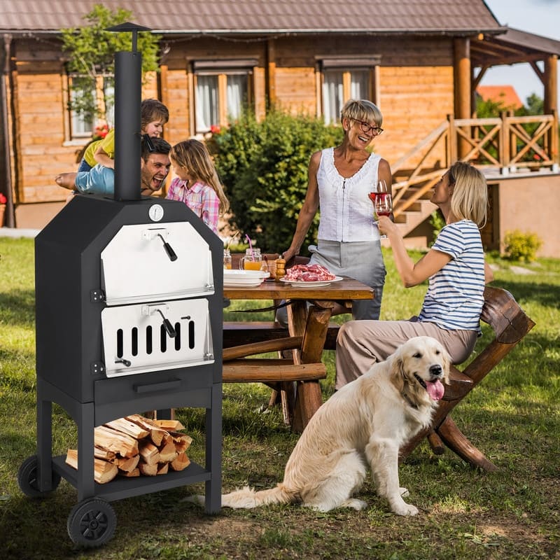 Outdoor Black Wood Fired Pizza Ovenr for Backyard and Camping