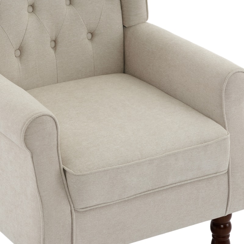 Modern Button Tufted Wingback Accent Chair Upholstered Armchair