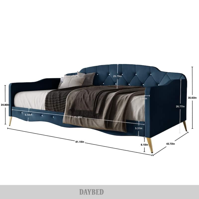 CraftPorch Velvet Crystal Button Tufted Twin Daybed