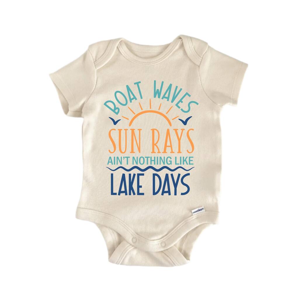 Boat Waves Sun Rays Lake Beach - Baby Boy Girl Clothes Infant Bodysuit Funny Cute