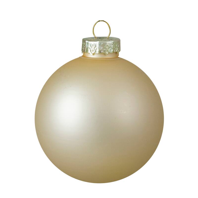 2-Finish Glass Ball Christmas Ornaments - 2.5" (65mm) - Champagne Gold - 9ct