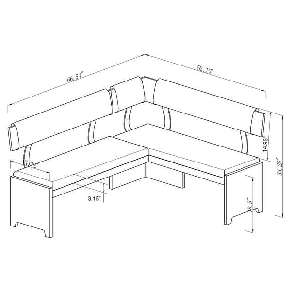 dimension image slide 0 of 2, Somette Emily Modern Wood/Black Glass Dining Set with Nook