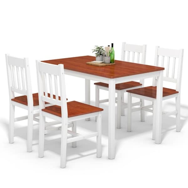 Shop Gymax 5 Piece Dining Table Set 4 Chairs Solid Wood Home
