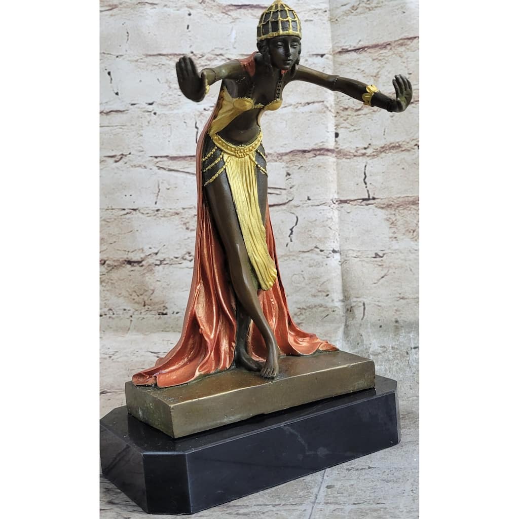 Egyptian Princess By French Artist J.R Colinet Genuine Bronze Sculpture Figurine