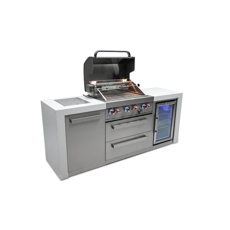 Mont Alpi MAi400-DBEV-COMBO Modular Outdoor Kitchen Island Grill with Charcoal Tray, Griddle Plate & Pizza Oven - N/A