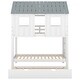 preview thumbnail 15 of 14, Artsy Twin over Twin House Bunk Bed with Trundle, Sturdy Roof and Windows, Playful Design, Space-saving, White
