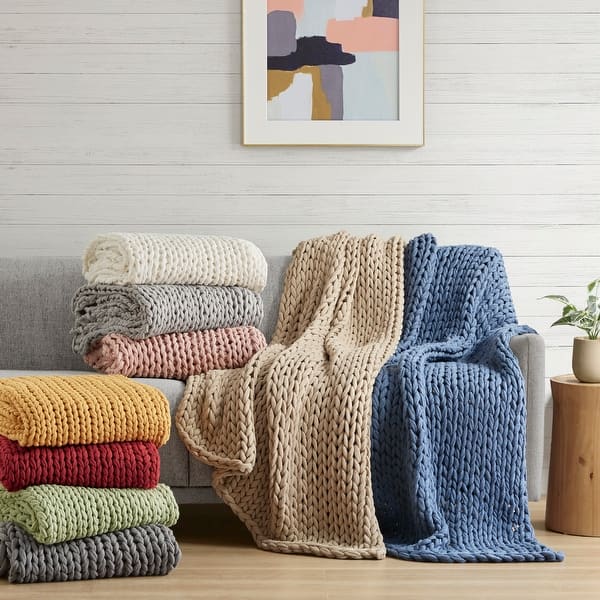 slide 2 of 95, Madison Park Hand Made Chunky Double Knit Throw Blanket