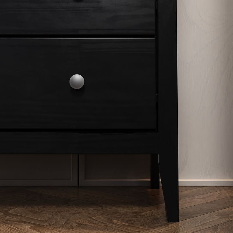 Jela Solid Wood 6 Drawer Dresser - Black