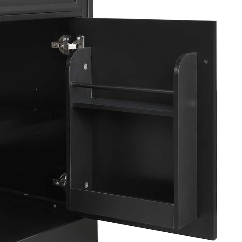 Bathroom Vanity with Ceramic Top Sink, Bathroom Cabinet with Two-Tier Storage, Single Basin Vanity Set with Adjustable Shelves
