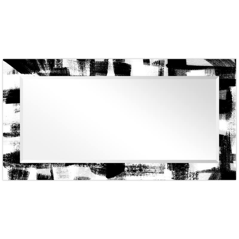 Jam Session Rectangular Beveled Mirror on Free Floating Printed Tempered Art Glass - Clear - 54" x 28"