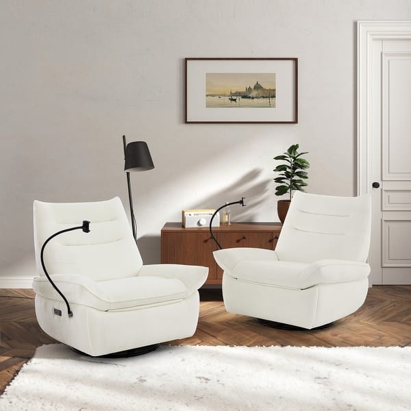 slide 2 of 36, Upholstered Power Recliner Lounge Chair for Living Bedroom (Set of 2) Set-of-2 - White