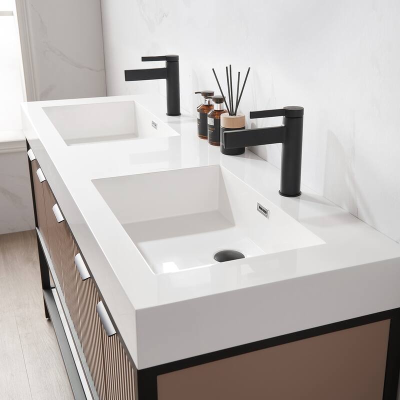 Marcilla 60 in. Double Sink Bath Vanity with Stone Sink Top