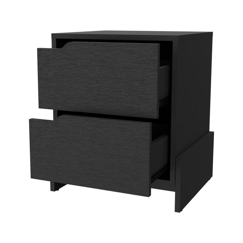 Ralston 2-Drawer Nightstand in Black，Suitable for bedrooms,living rooms,apartments
