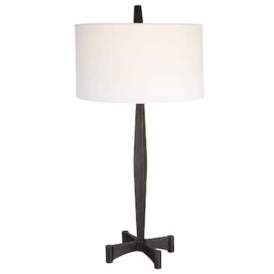 Tapered Base Table Lamp with Drum Shade - 34.75" - Black