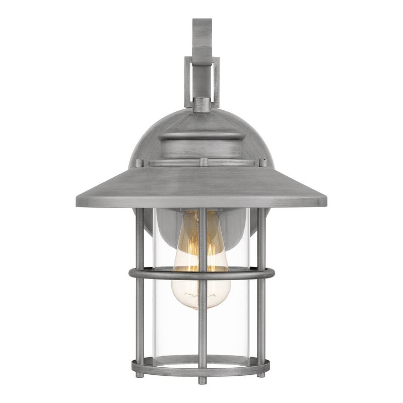 Lombard 1-Light Antique Brushed Aluminum Outdoor Wall Lantern