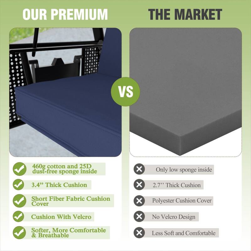 VEIKOUS 3-Seat 2-in-1 Convertible Patio Porch Swing with Adjustable Canopy Swing and Cushion