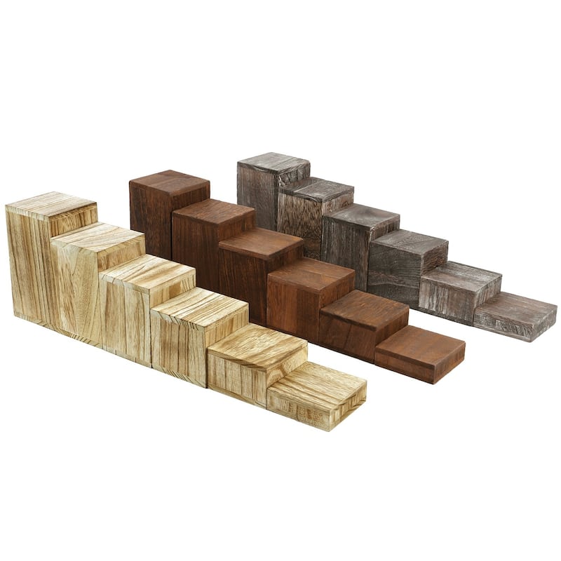 Wooden 6 Pcs Square Risers Accessories Stand