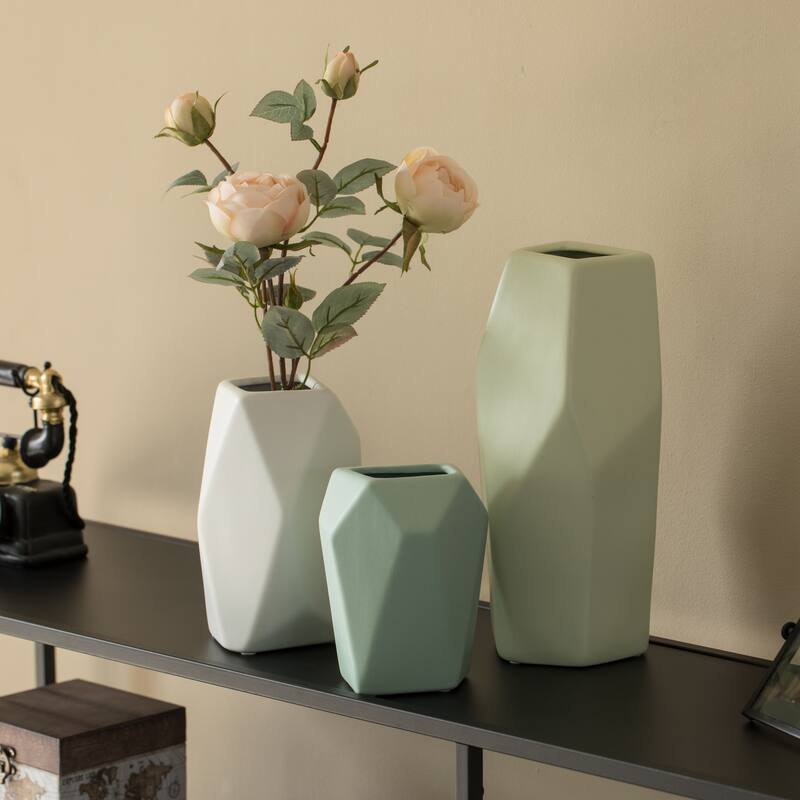 Decorative Ceramic Multi Paned Vase, Modern Style Centerpiece Table Vase