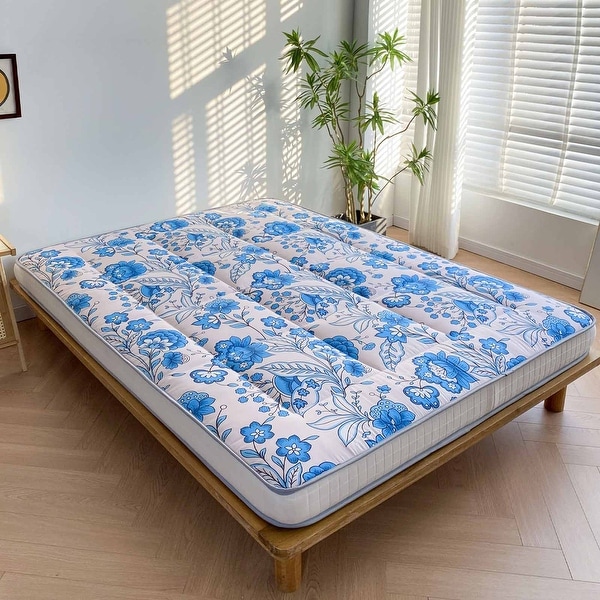 6-inch Thick Floral Pattern Floor Bed Futon Mattress - Bed Bath